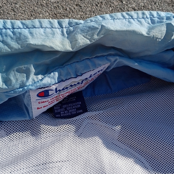 Vintage Champion UNC Windbreaker Jacket Navy, Light Blue White Men's Size Large - Picture 4 of 6